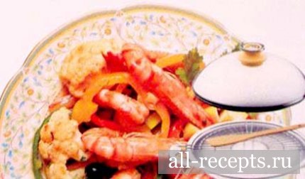 Креветки с шампиньонами