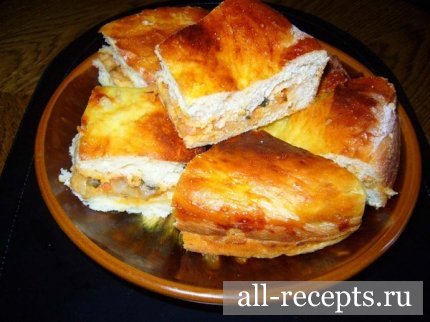 Мясной пирог с капустой и грибами