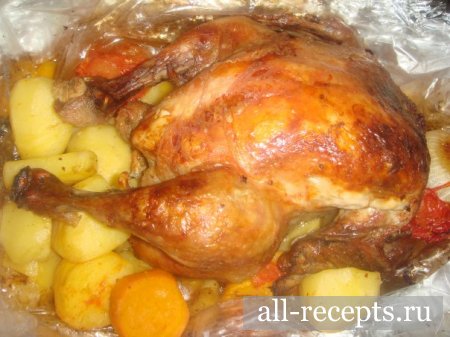 Курица запеченная в "рукаве" с овощами. Полноценное блюдо, на скорую руку.